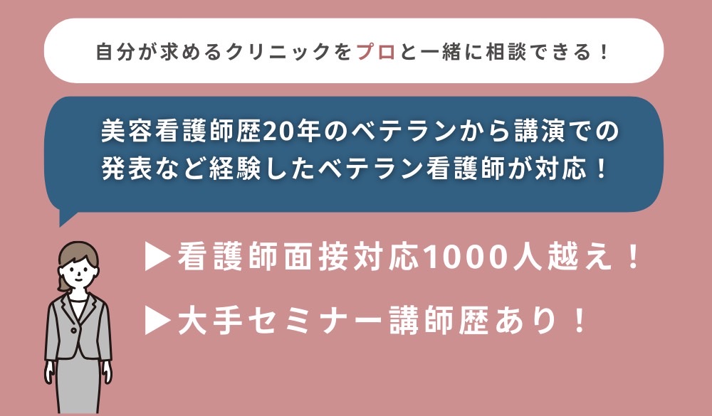 自分が求めるクリニックをプロと一緒に相談できる